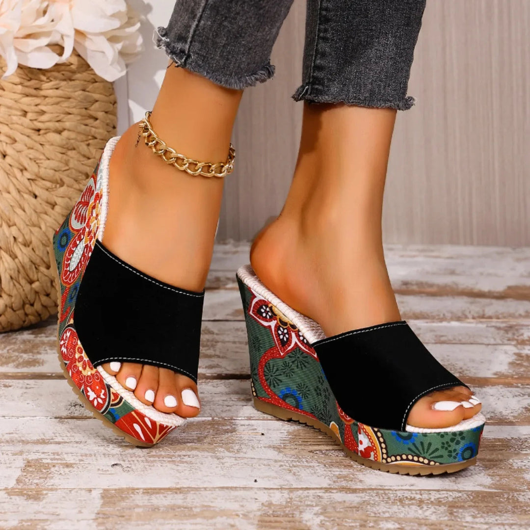 Wedge sandals floral platform women