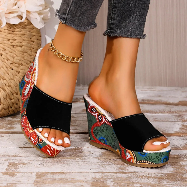 Wedge sandals floral platform women