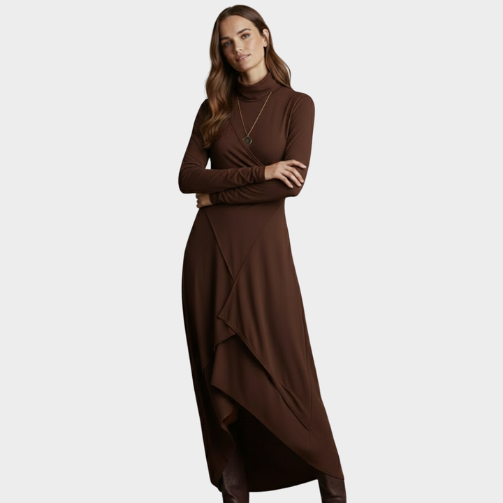 Midi Dress Knit Wrap Long Sleeve