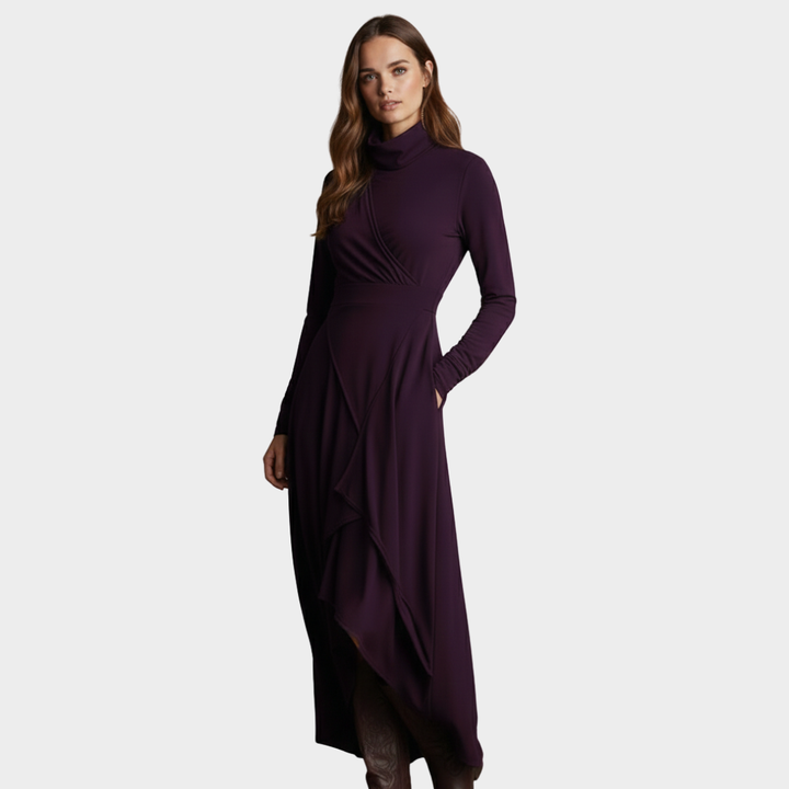 Midi Dress Knit Wrap Long Sleeve