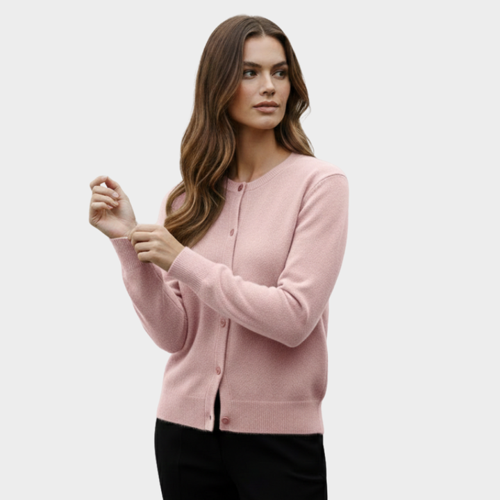 Knit Cardigan Beige Button Front Long Sleeve