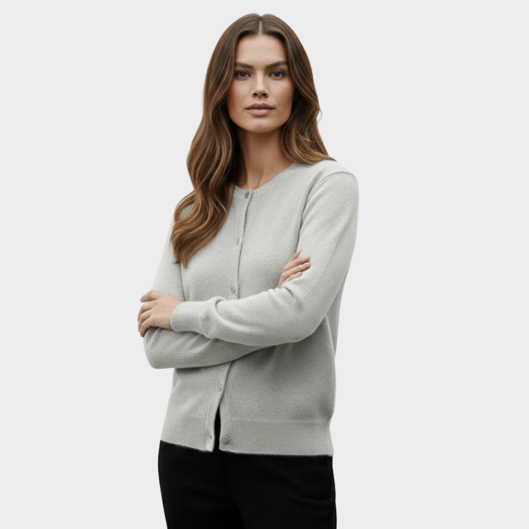 Knit Cardigan Beige Button Front Long Sleeve