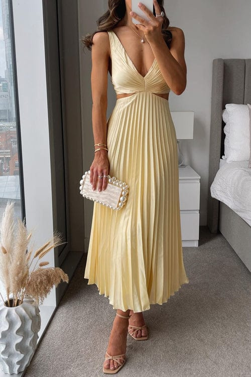 Chic Pleated Summer Midi Dress