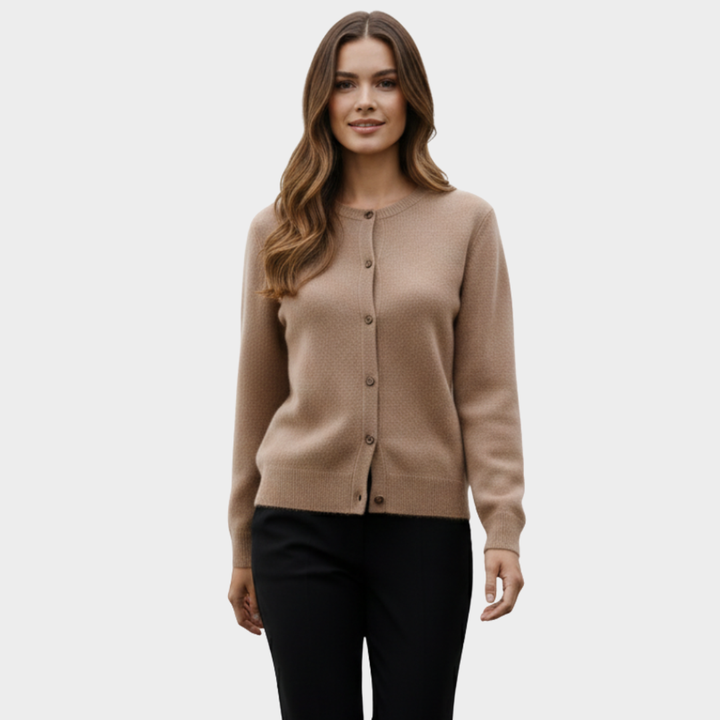 Knit Cardigan Beige Button Front Long Sleeve