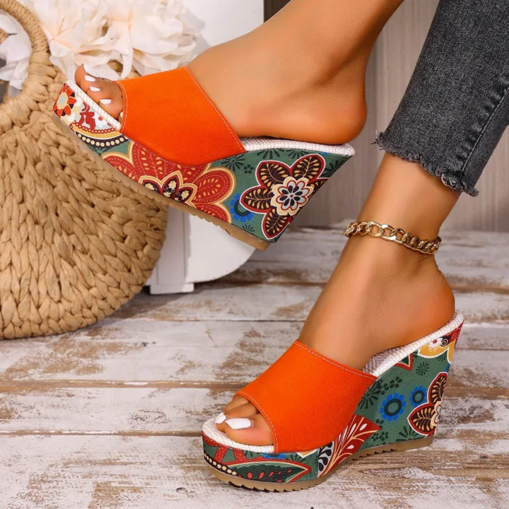 Wedge sandals floral platform women