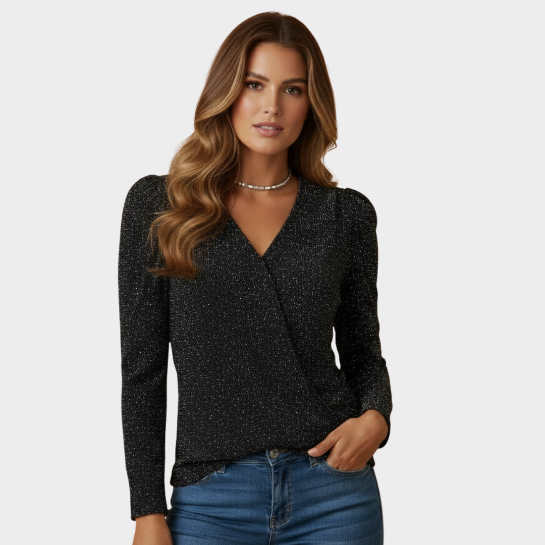 Women’s Sparkle Knit Blouse Long Sleeve