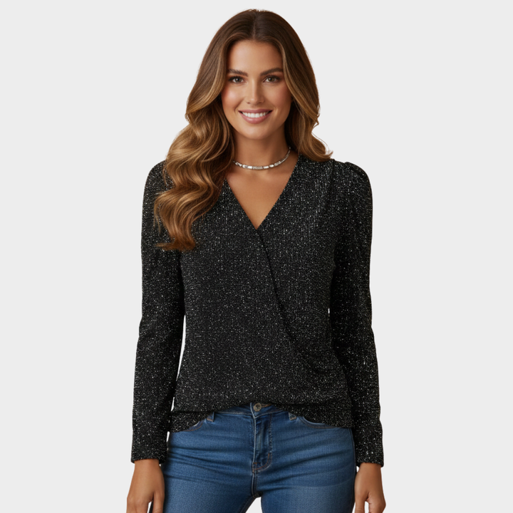 Women’s Sparkle Knit Blouse Long Sleeve