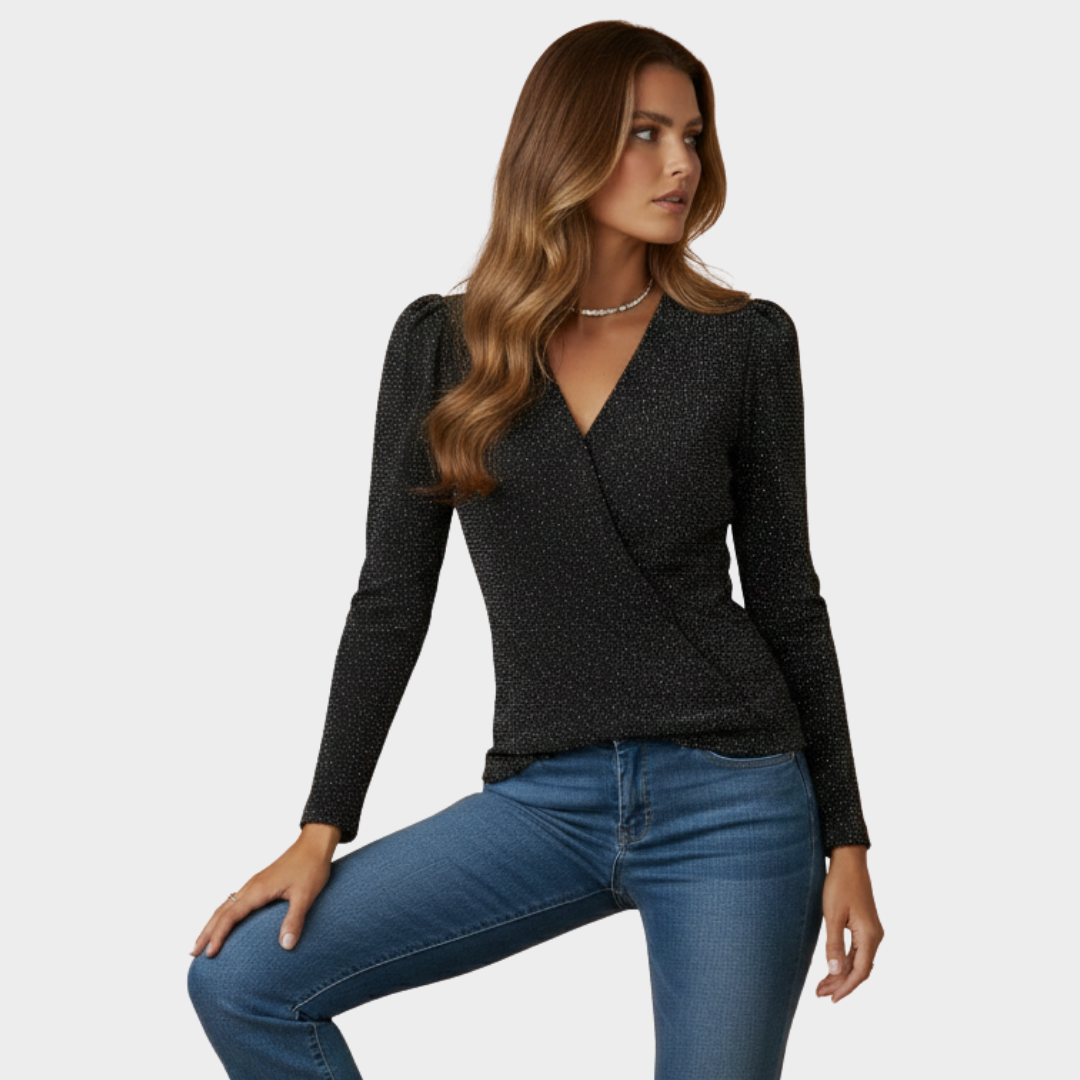 Women’s Sparkle Knit Blouse Long Sleeve