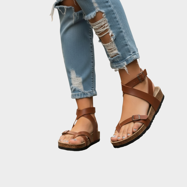 Comfortable Leather Sandals Adjustable Buckle