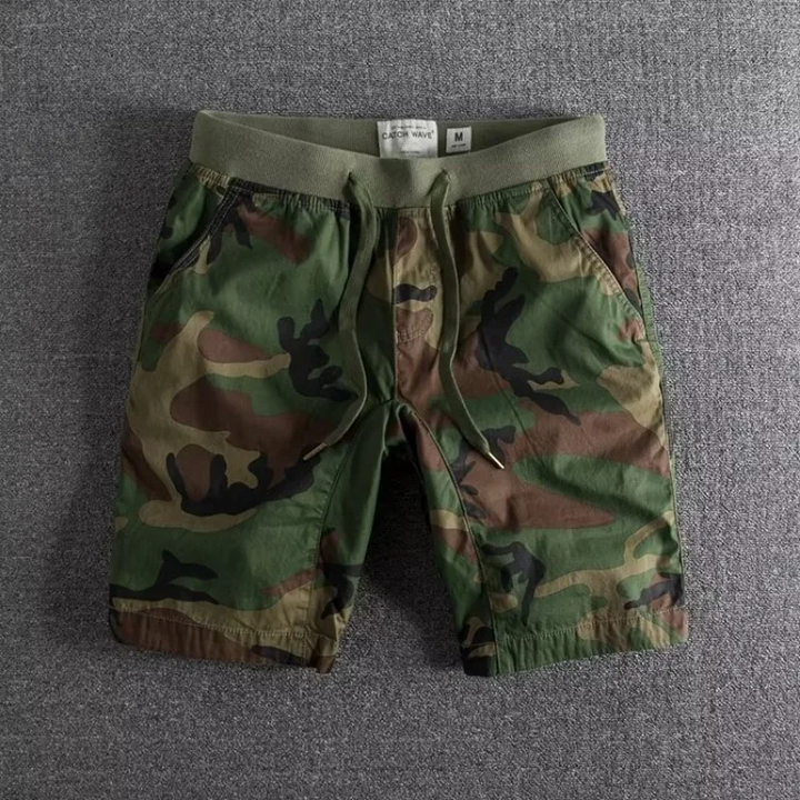 cargo shorts camouflage elastic waistband men