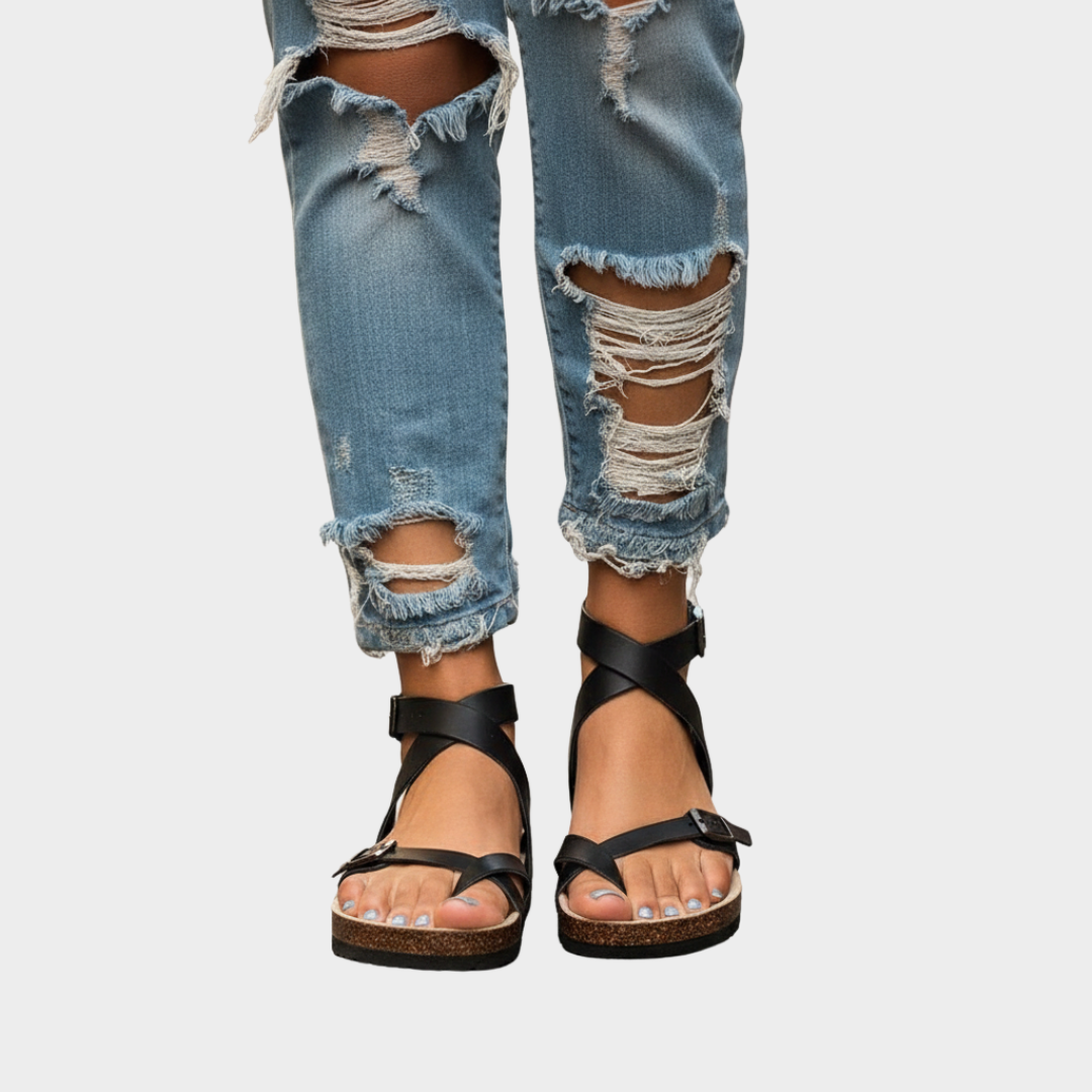 Comfortable Leather Sandals Adjustable Buckle