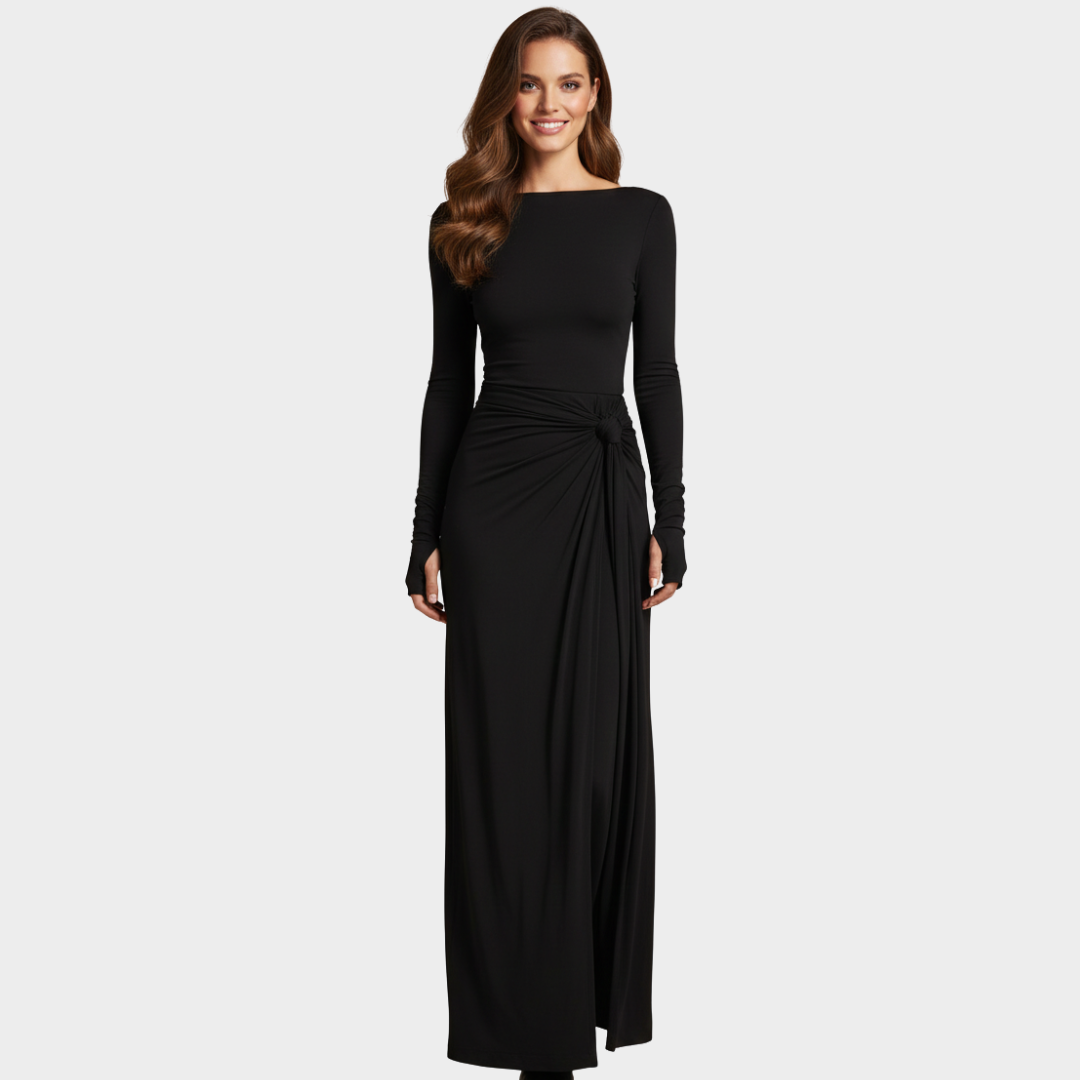 Maxi Dress Black Long Sleeve Jersey