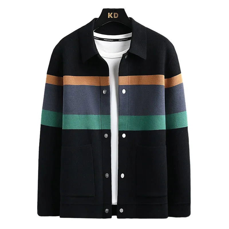 knit jacket striped button up men