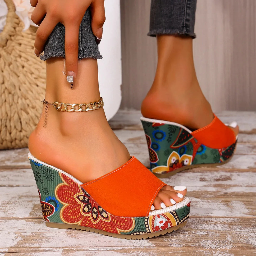Wedge sandals floral platform women