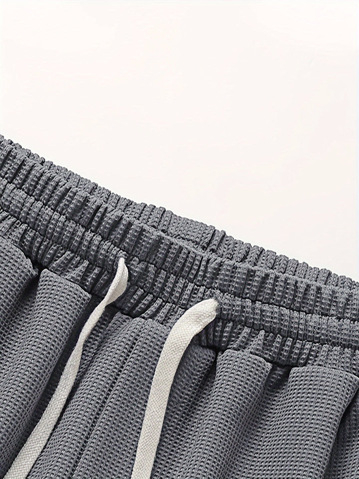 Lounge Set Men Waffle Knit Relaxed Fit Short Sleeve Tee Shorts