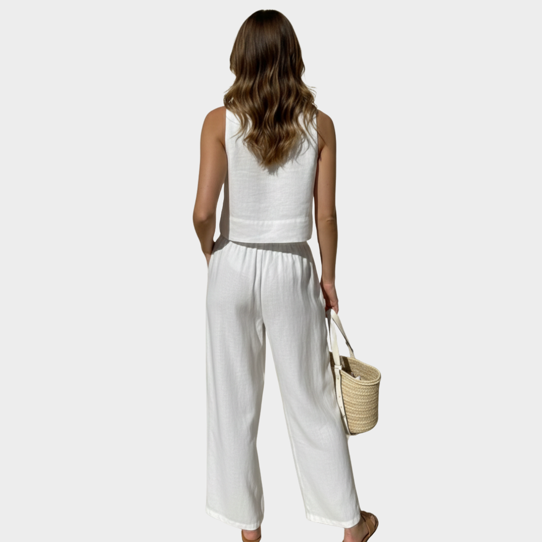 Women’s Linen Two-Piece Wide-Leg Set