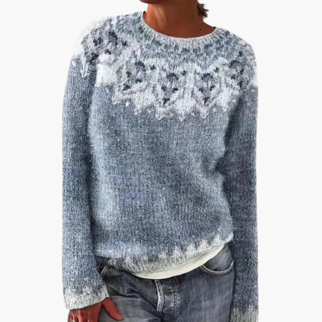 Women’s knit sweater with round neck pattern