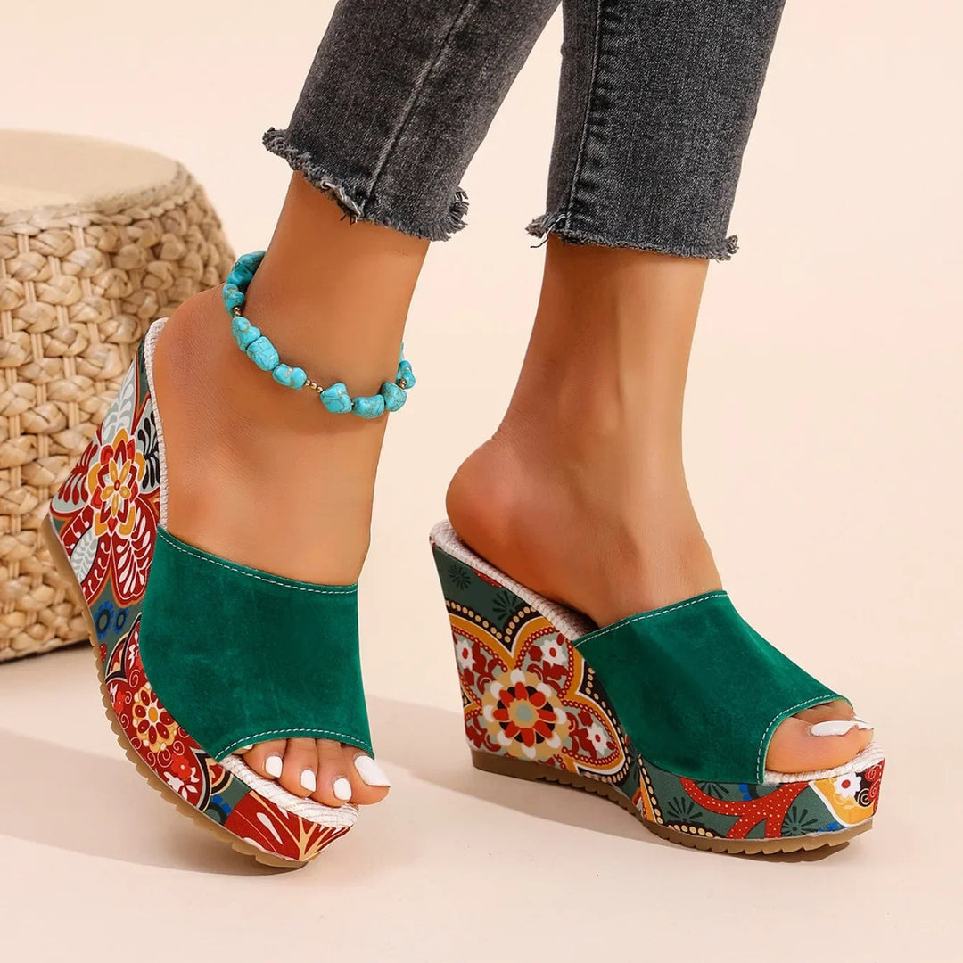 Wedge sandals floral platform women