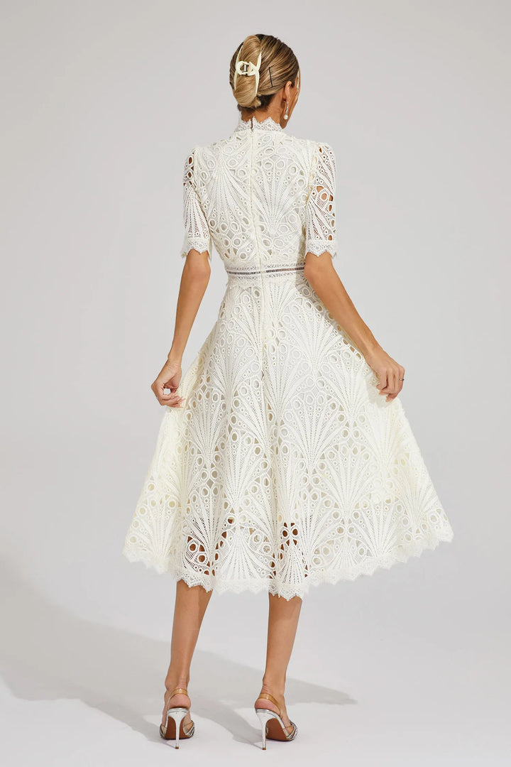 Women’s Midi Dress - Elegant Lace Design
