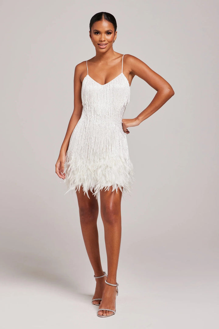 Women's Cocktail Dress with Fringe Feathers