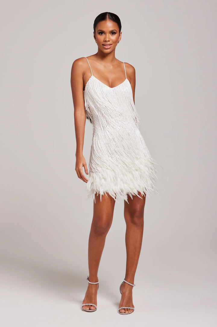 Women's Cocktail Dress with Fringe Feathers