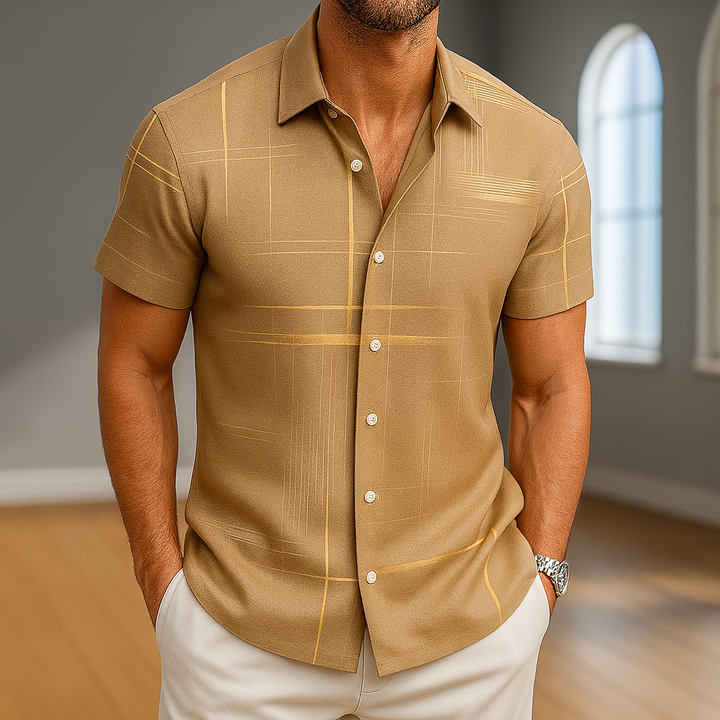 Men’s Short Sleeve Button Up Shirt Lightweight Fabric