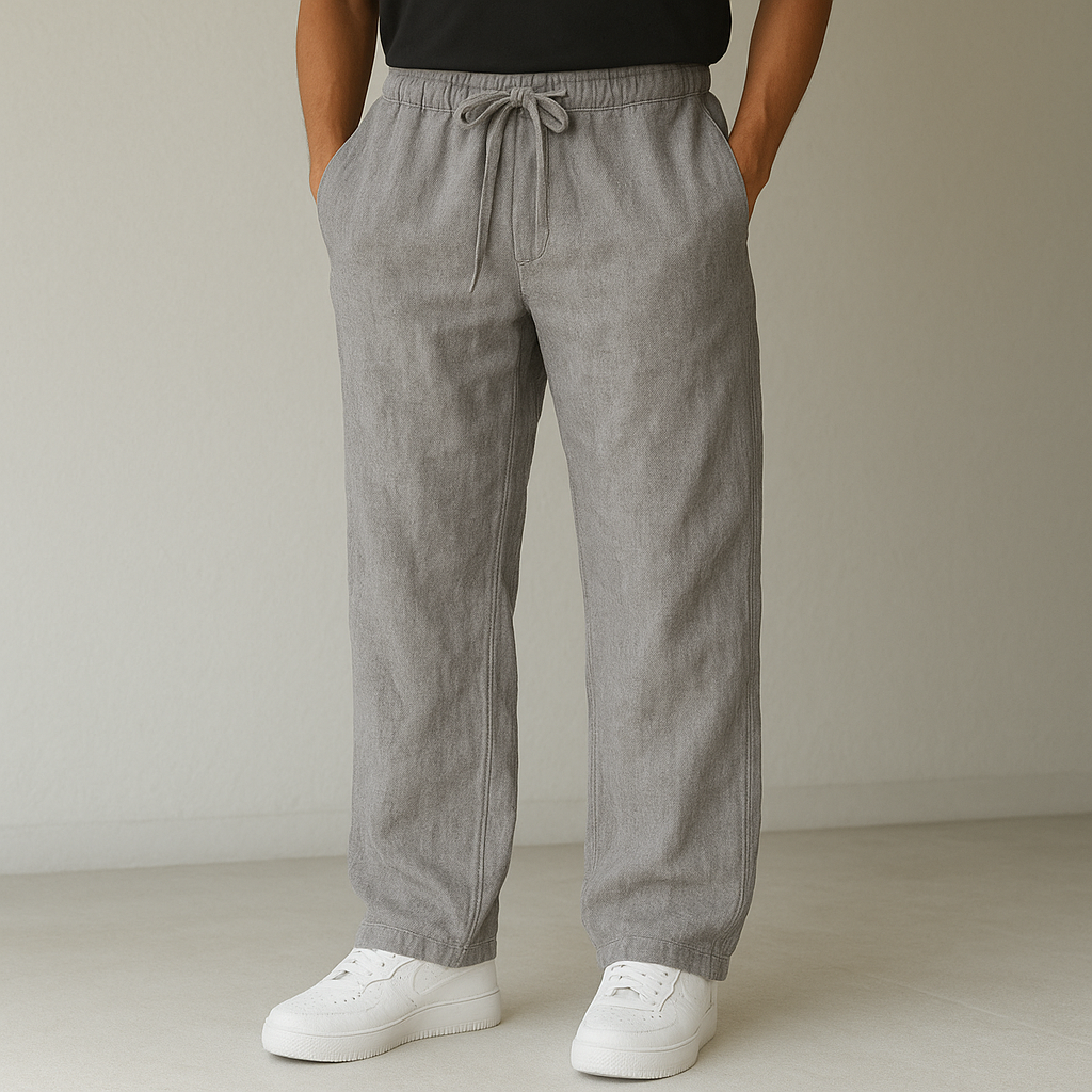 Men’s Linen Pants Drawstring Waist Casual Fit