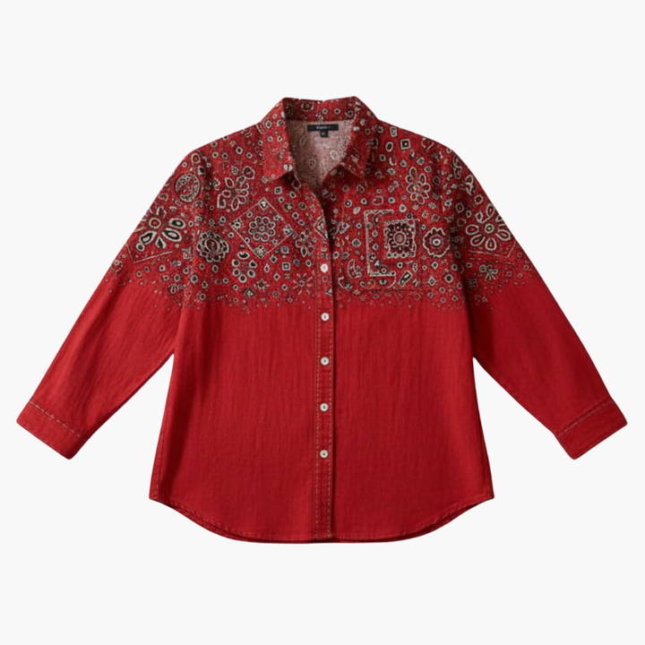 Women’s button down shirt with long sleeves and collar