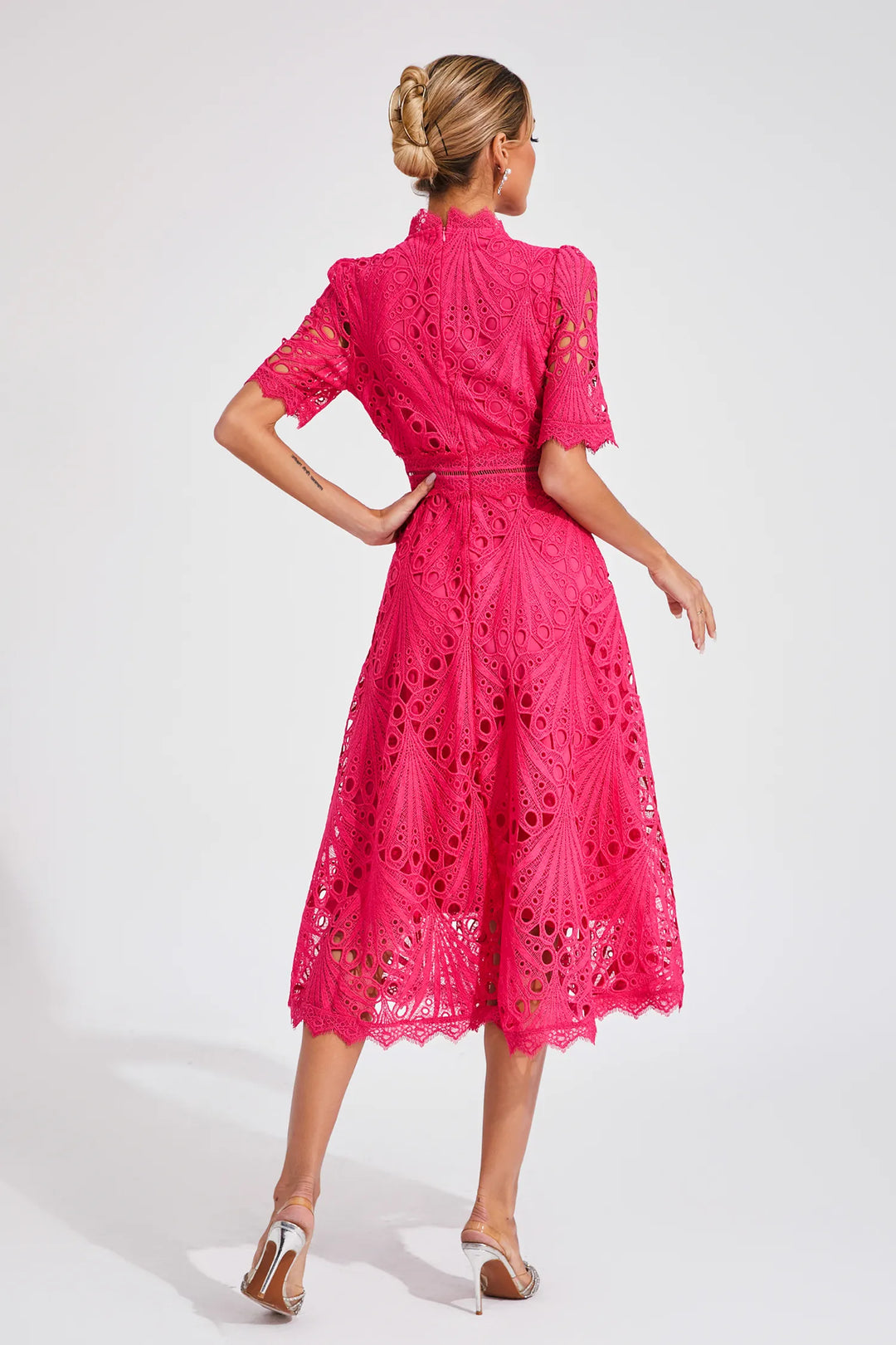 Women’s Midi Dress - Elegant Lace Design