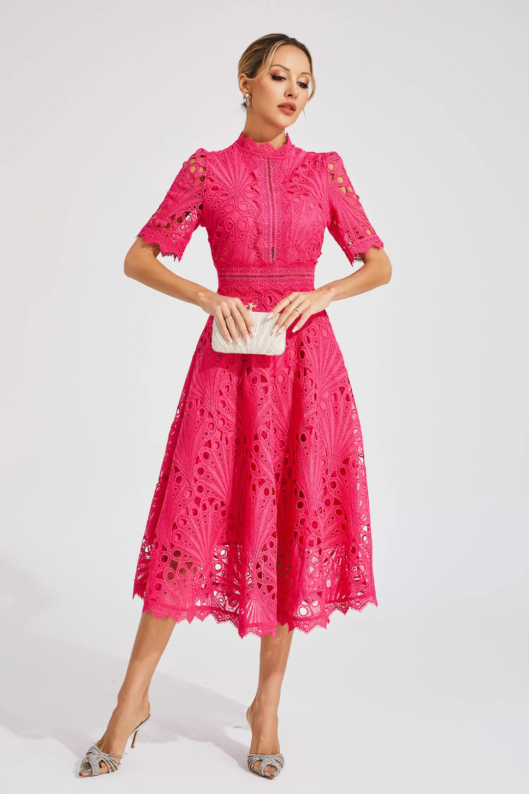 Women’s Midi Dress - Elegant Lace Design