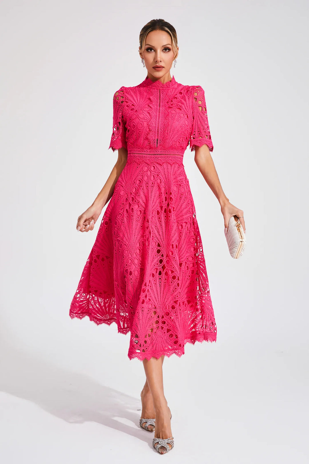 Women’s Midi Dress - Elegant Lace Design