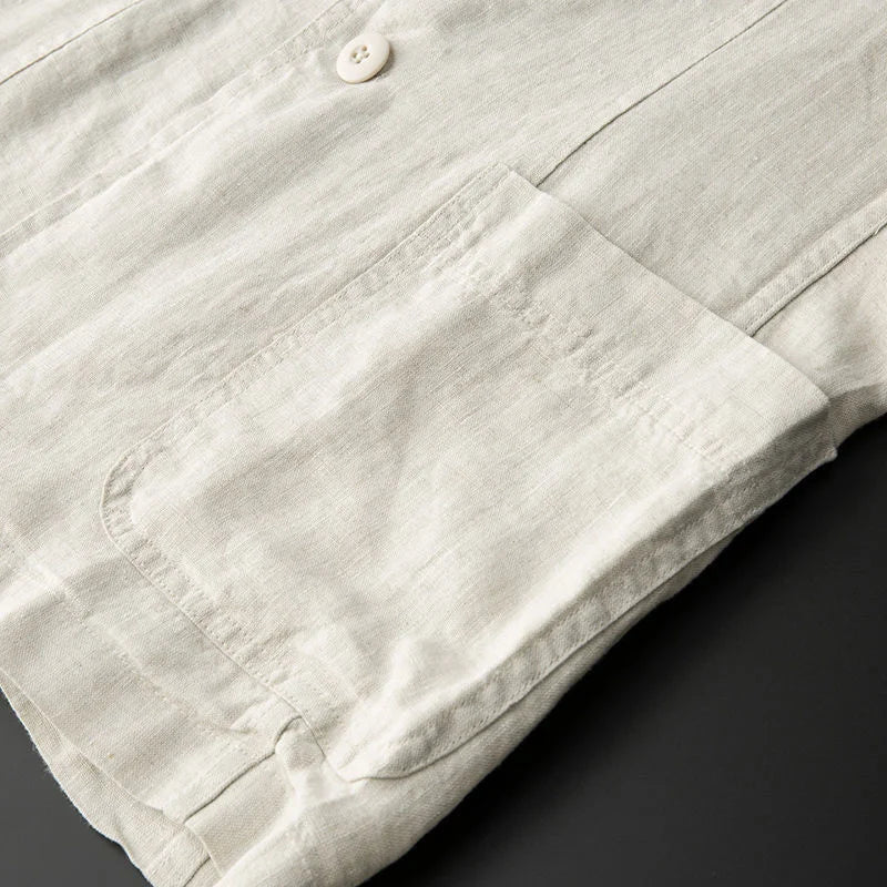 Men linen jacket button closure regular fit