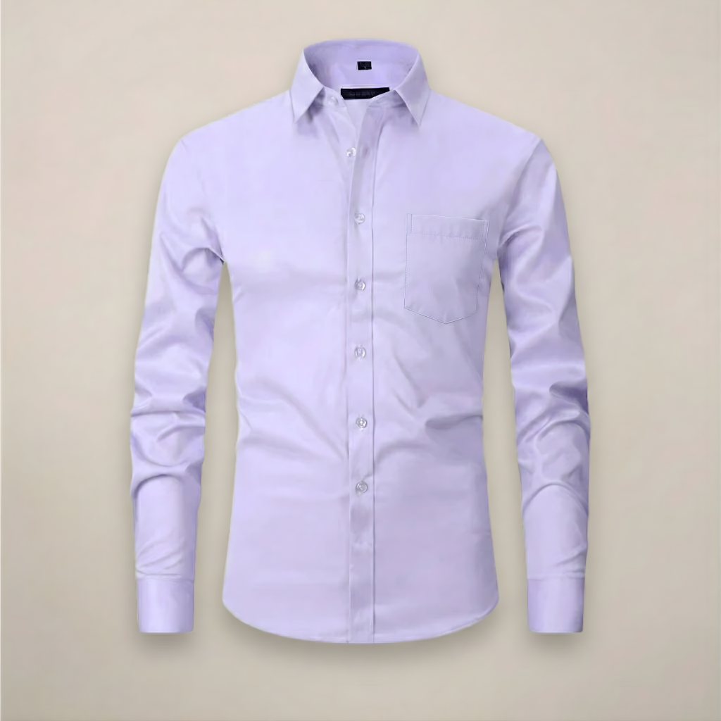 Men's Long-Sleeved Shirt - Classic Fit with Wrinkle-Free Finish