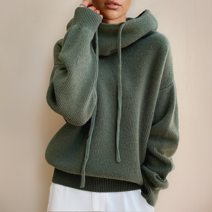 Women's Knit Cowl Neck Hoodie - Relaxed Fit