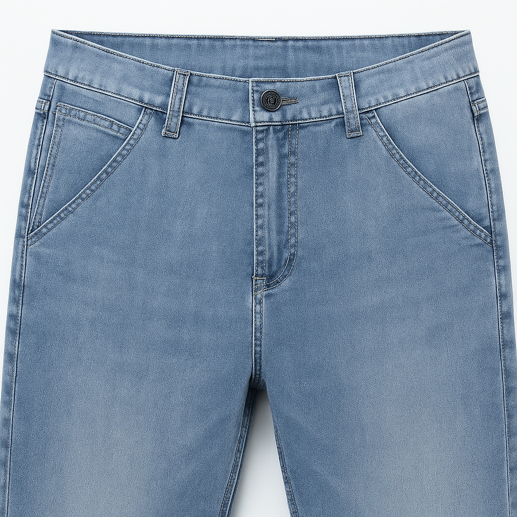 Men’s Straight Fit Jeans Washed Denim Mid Rise