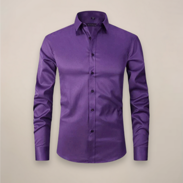 Men's Long-Sleeved Shirt - Classic Fit with Wrinkle-Free Finish