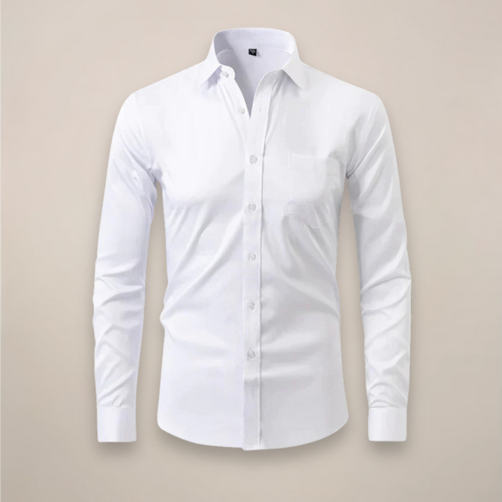 Men's Long-Sleeved Shirt - Classic Fit with Wrinkle-Free Finish