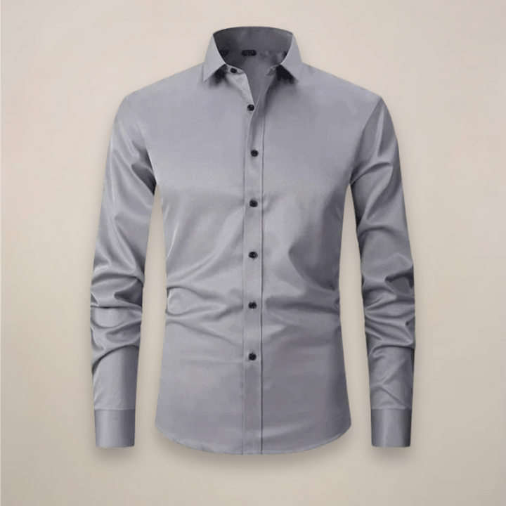 Men's Long-Sleeved Shirt - Classic Fit with Wrinkle-Free Finish
