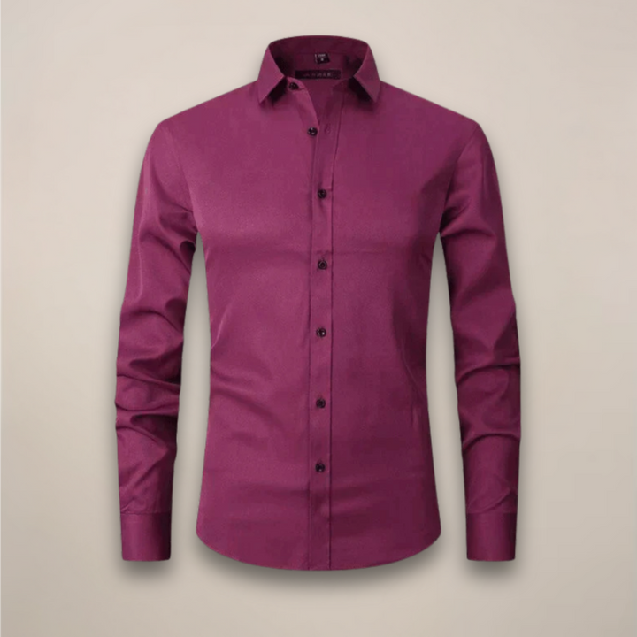 Men's Long-Sleeved Shirt - Classic Fit with Wrinkle-Free Finish