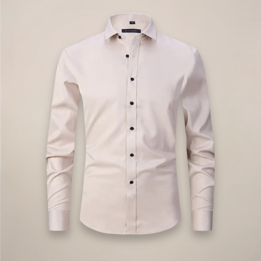 Men's Long-Sleeved Shirt - Classic Fit with Wrinkle-Free Finish