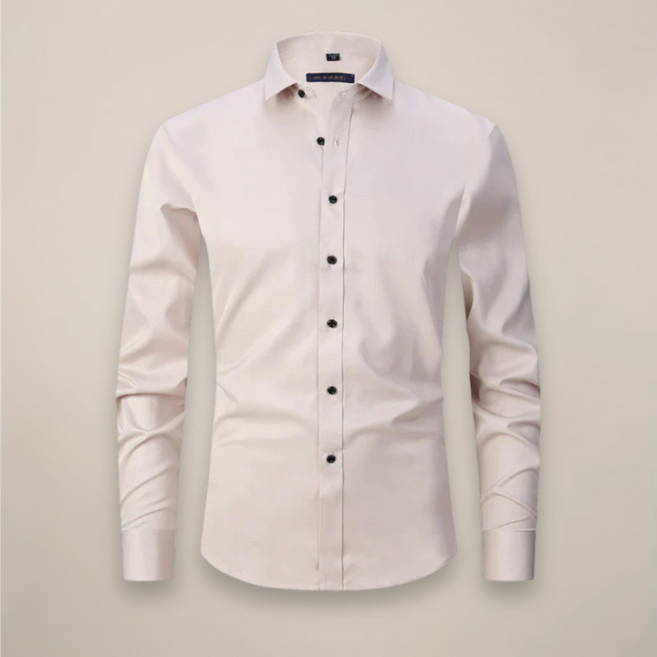 Men's Long-Sleeved Shirt - Classic Fit with Wrinkle-Free Finish