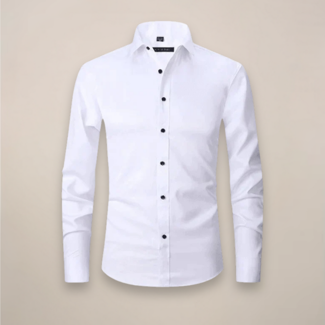 Men's Long-Sleeved Shirt - Classic Fit with Wrinkle-Free Finish