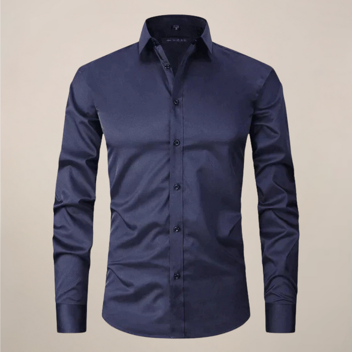 Men's Long-Sleeved Shirt - Classic Fit with Wrinkle-Free Finish