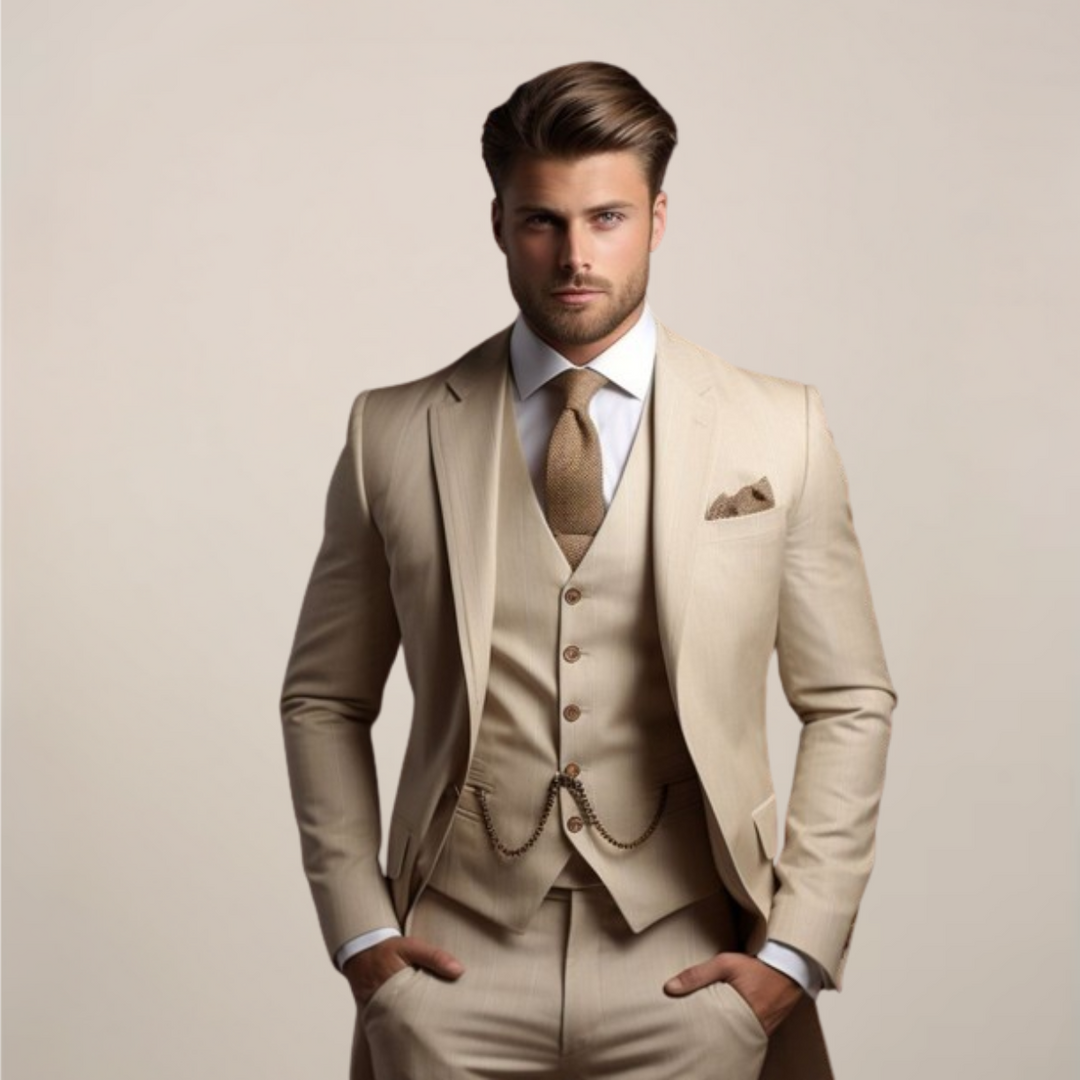 Men's Slim Fit Three-Piece Suit - Wedding Tuxedo