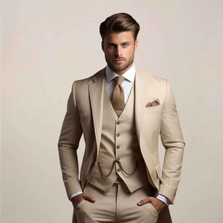 Men's Slim Fit Three-Piece Suit - Wedding Tuxedo