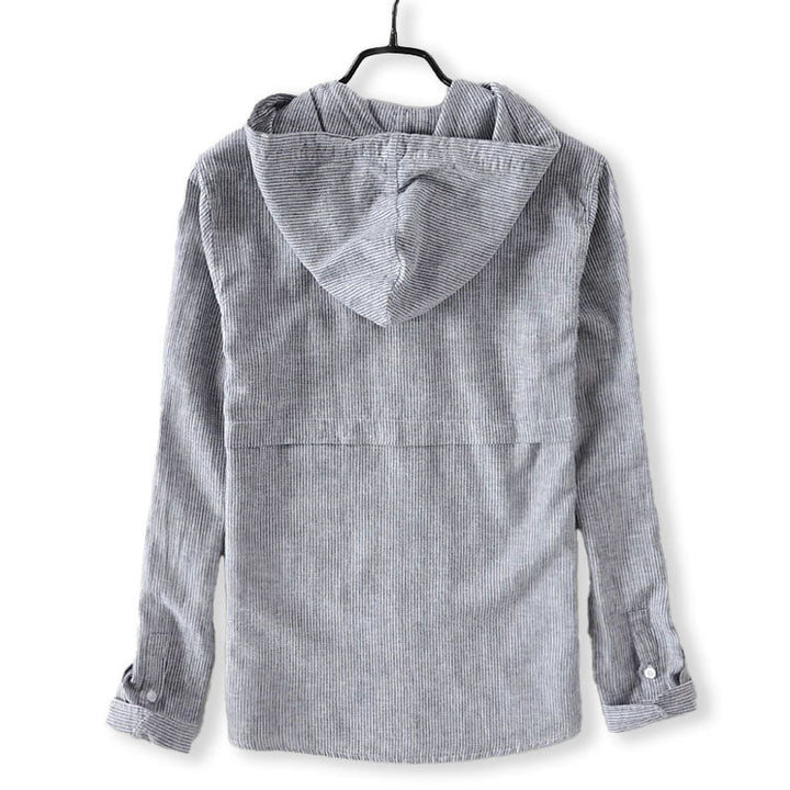 Men’s Linen Hooded Shirt Long Sleeve