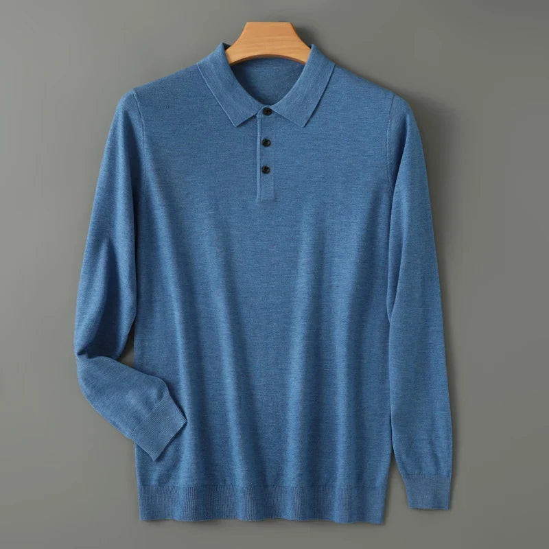 Men’s Merino Wool Long Sleeve Polo Shirt