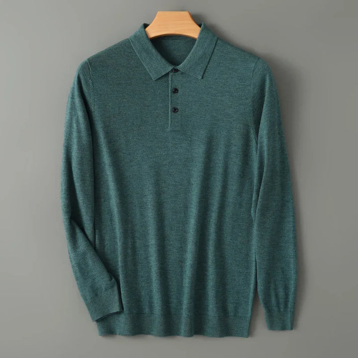 Men’s Merino Wool Long Sleeve Polo Shirt