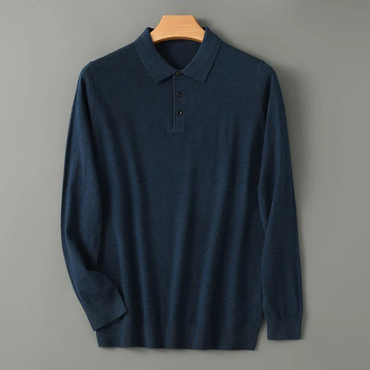 Men’s Merino Wool Long Sleeve Polo Shirt
