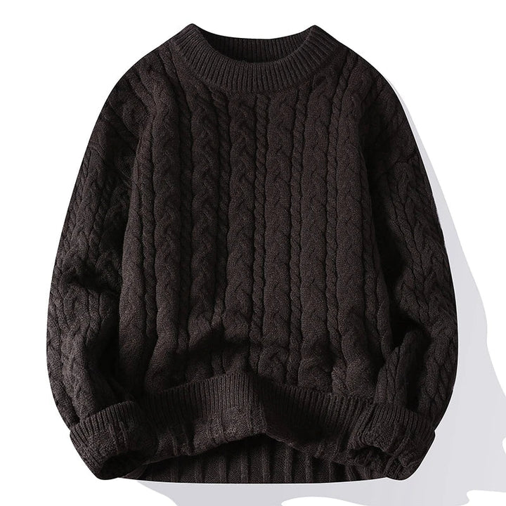 Men’s Knit Sweater Cable Knit Long Sleeve Crew Neck